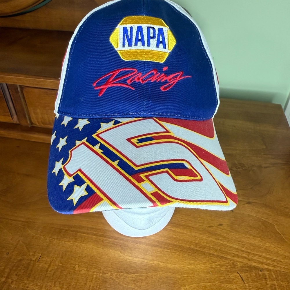 Vintage NAPA Racing‎ NASCAR trucker hat dad cap American flag embroidery